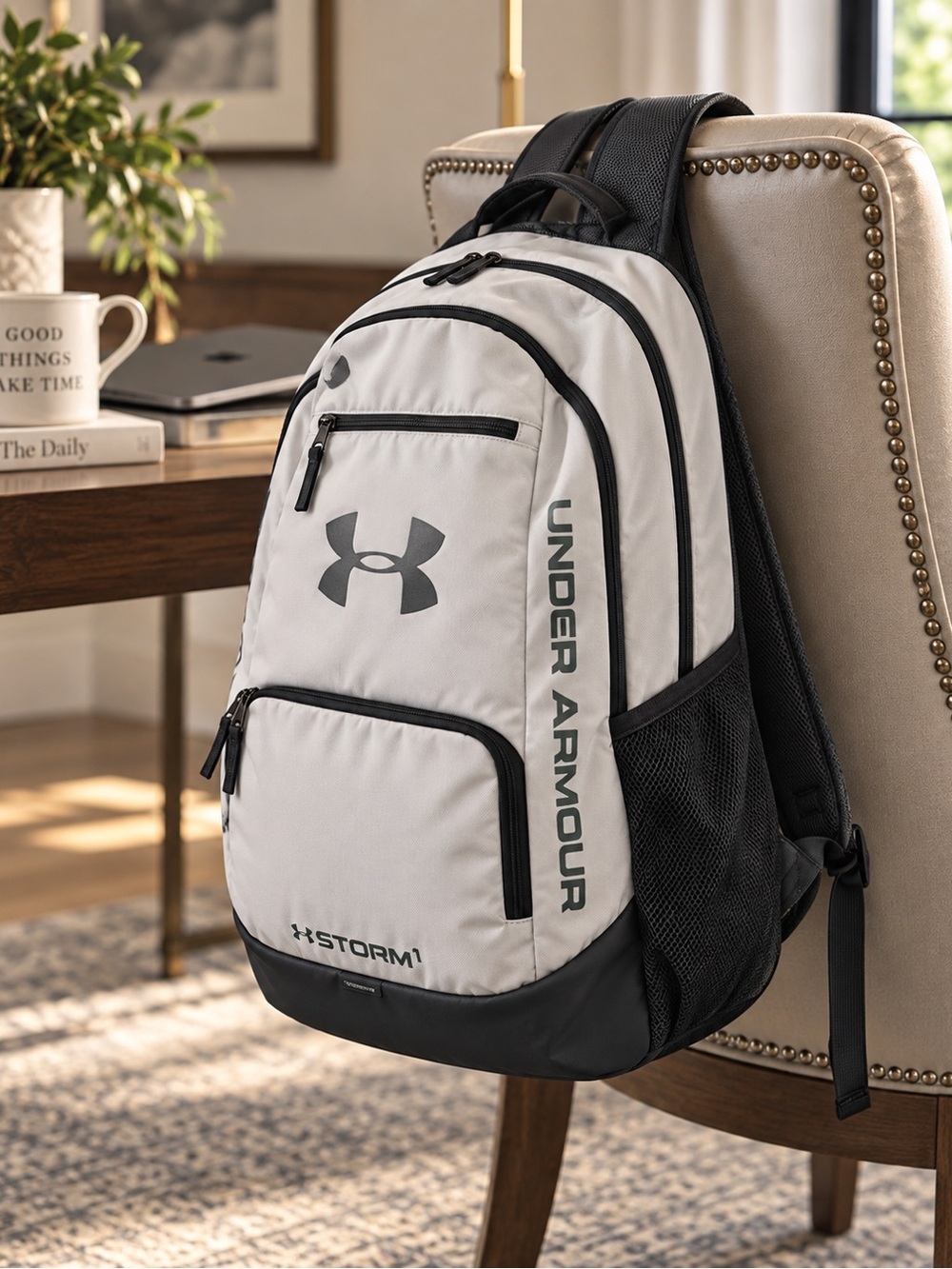 Under Armour Storm1 Backpack Gray White Black Laptop School Gym Bag